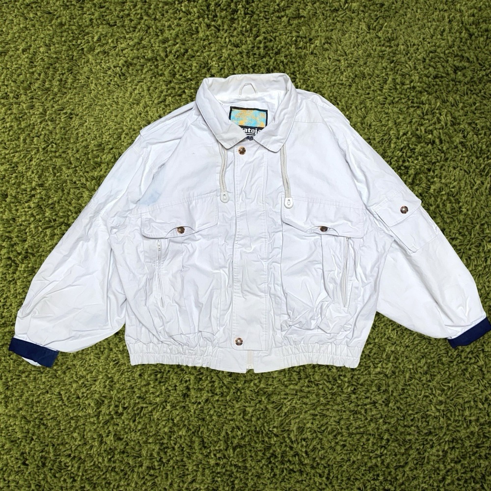 Vintage 90s Stratojac Jacket Mens XL White Windbreaker